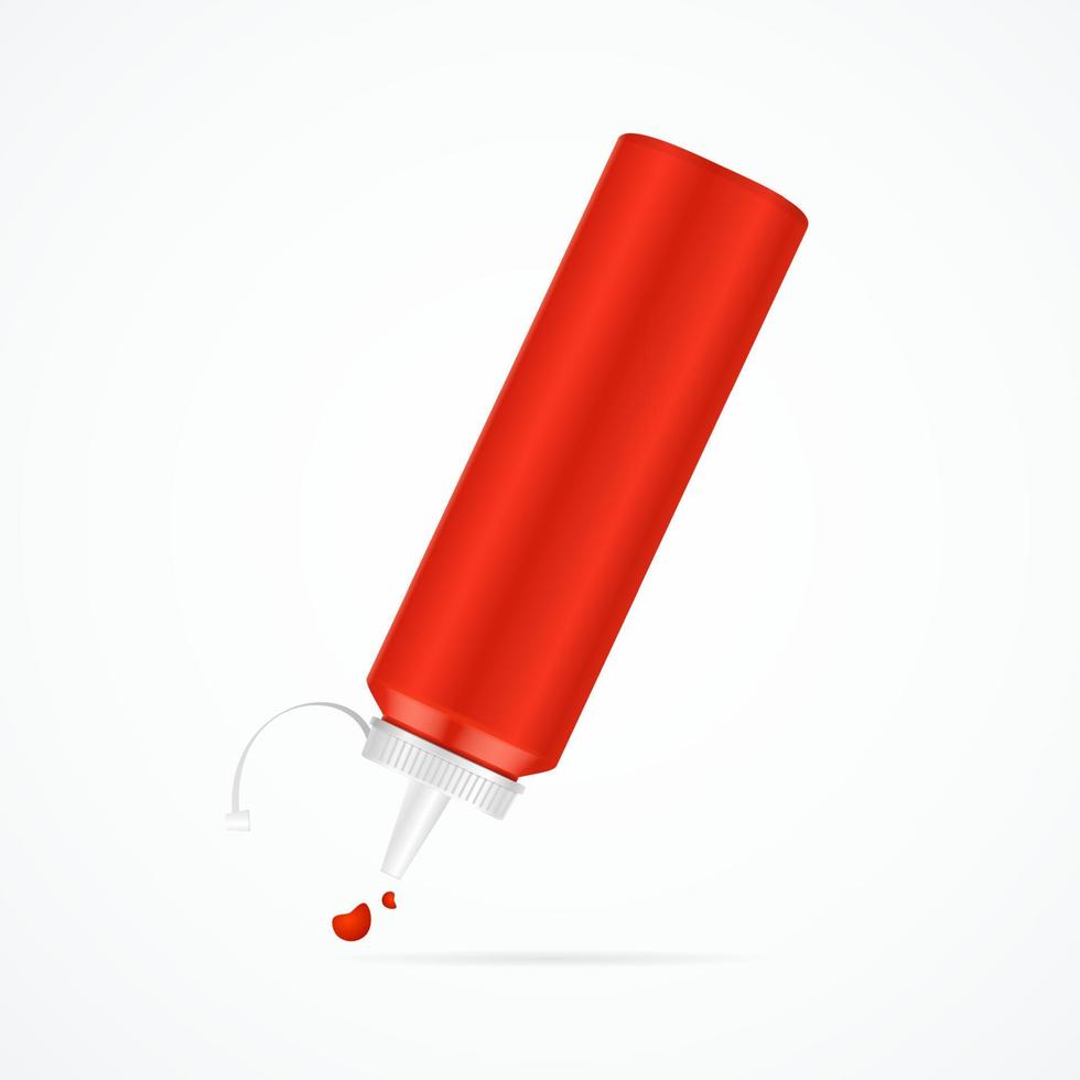 Realistic Detailed 3d Red Ketchup Bottle. Vector