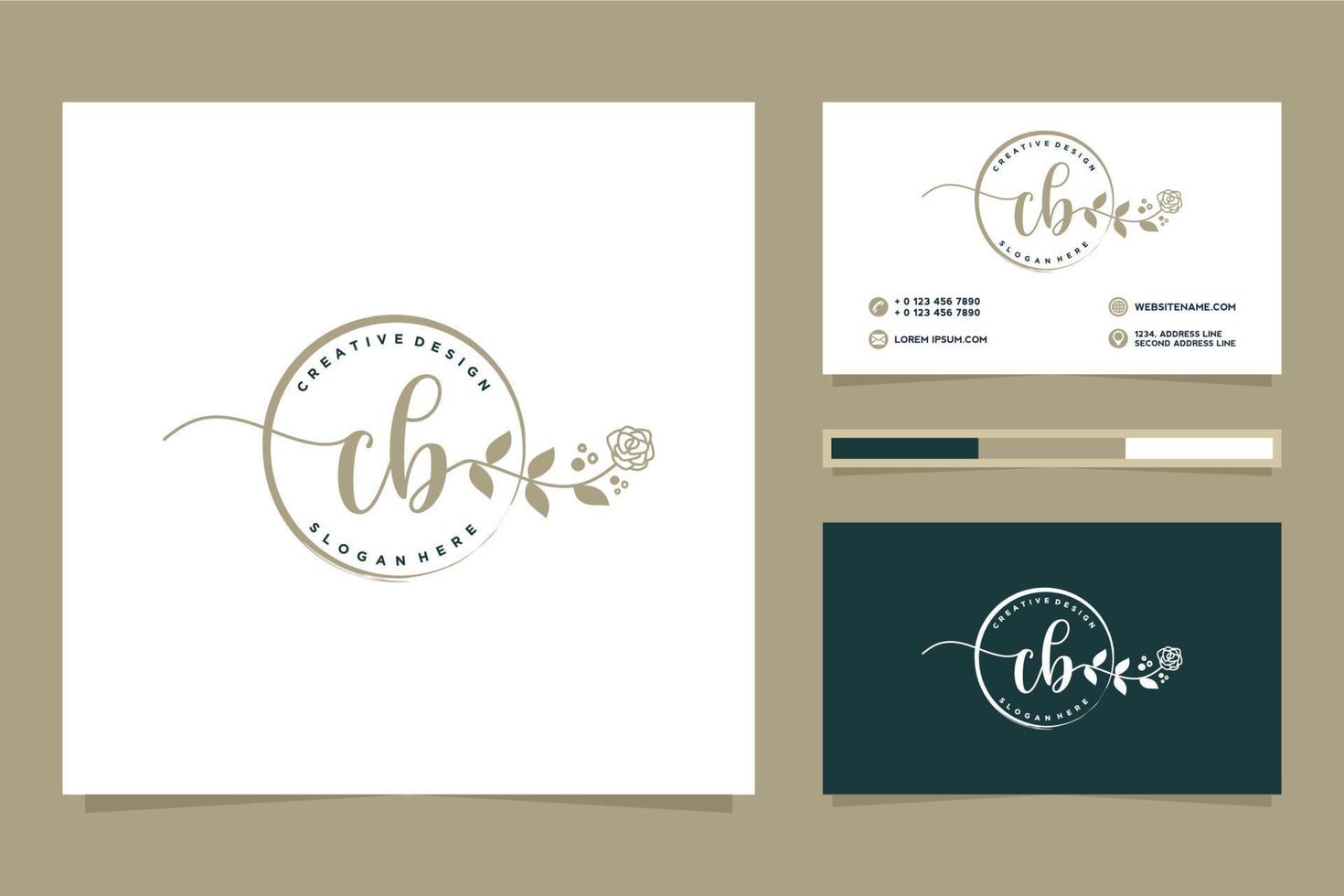 colecciones de logotipos femeninos cb iniciales y vector premium de plantilla de tarjeta de visita