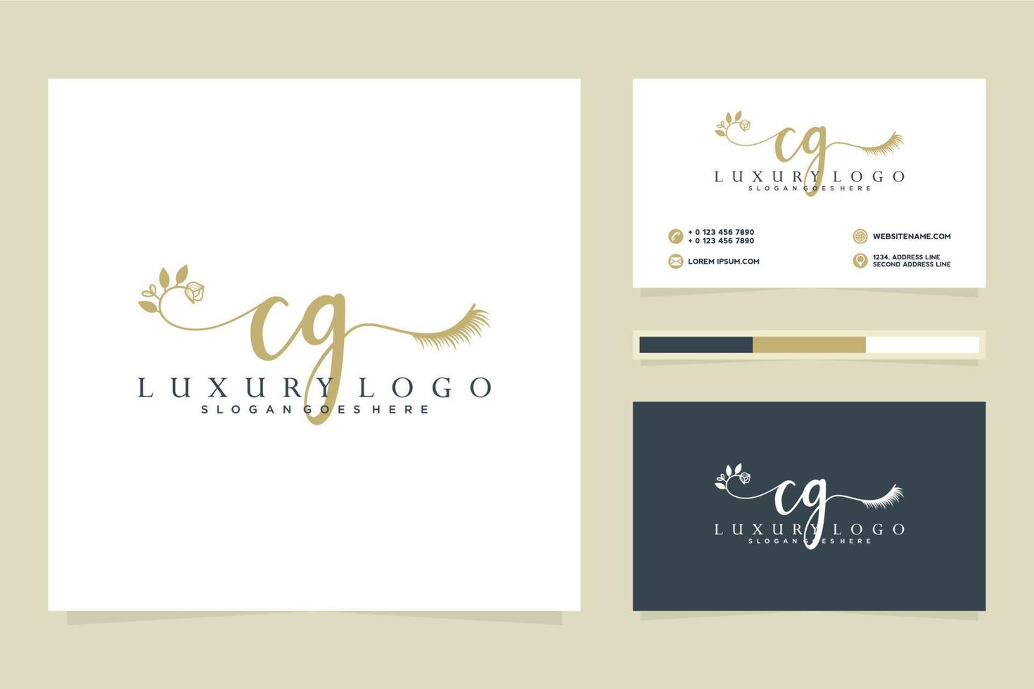 colecciones iniciales de logotipos femeninos cg y vector premium de plantilla de tarjeta de visita