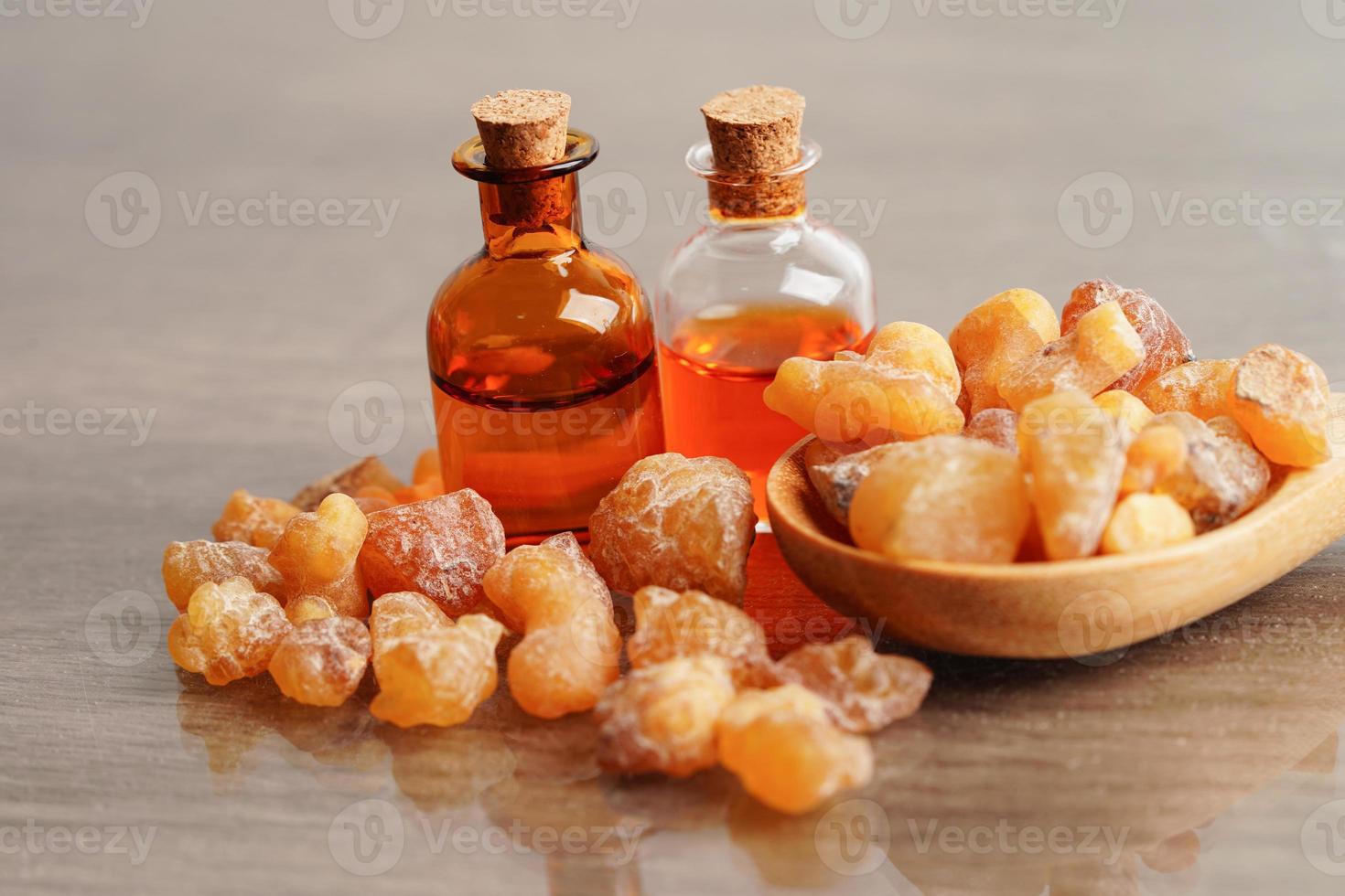 Frankincense or olibanum aromatic resin used in incense and perfumes. photo