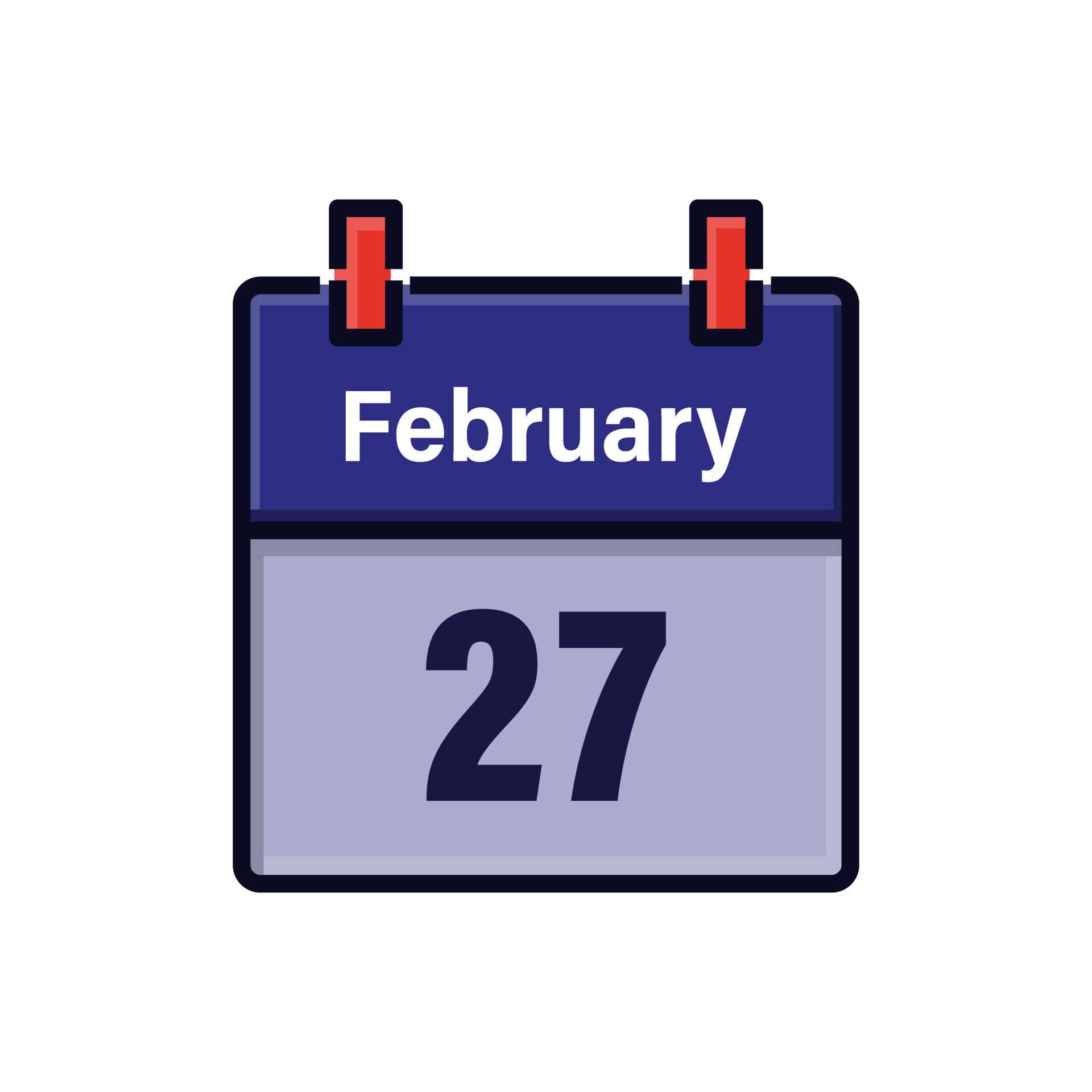 February 27 Calendar icon Day month Meeting appointment time Event February 27 Calendar icon Day month Meeting appointment time Event