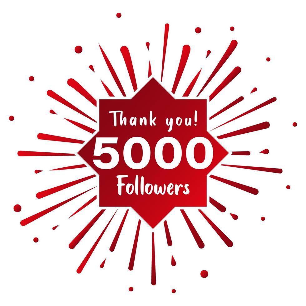 Thank you 5000 followers. Social media concept. 5k followers celebration template. Vector design