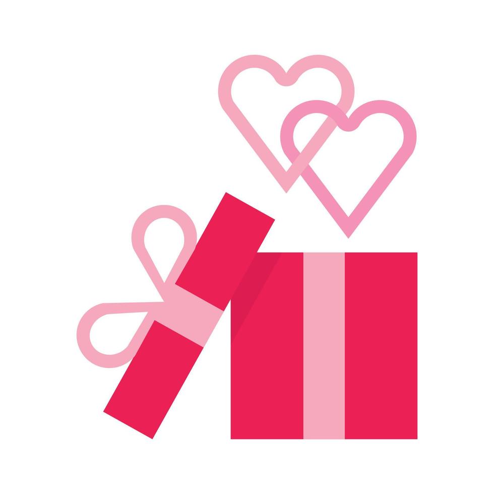 isolate valentine's day pink gift box flat icon vector