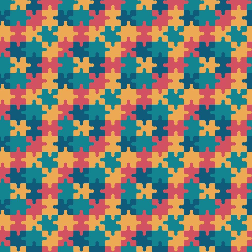 patrón de rompecabezas de colores. fondo transparente creativo con piezas de rompecabezas multicolores juntas. ilustración de repetición vectorial vector