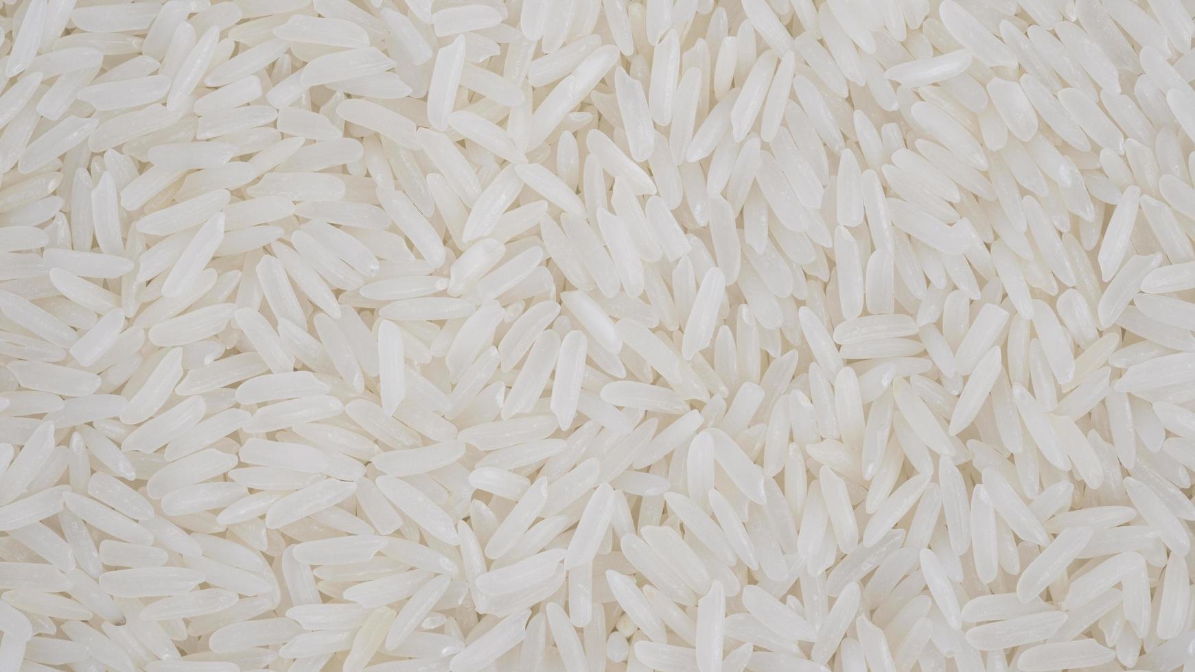 organic white raw jasmine- basmati rice background, white long seeds. macro closeup. as picture backdrop or background pattern texture photo