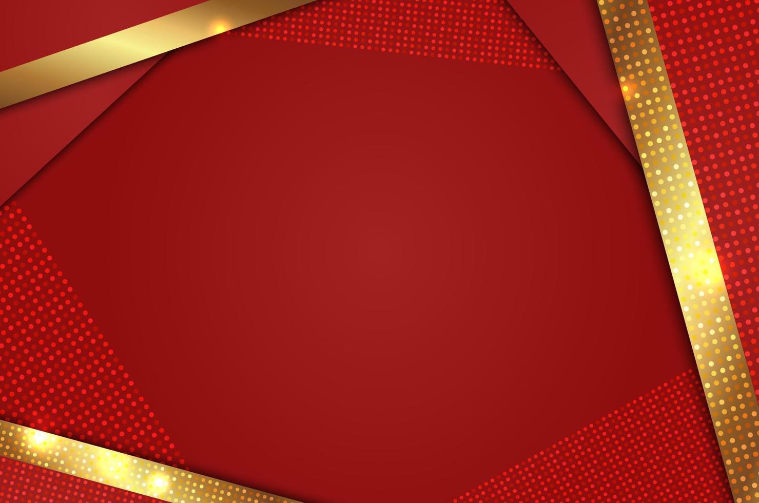 Luxury background. Red and shiny golden decor elements. Abstract modern background. Vector illustration