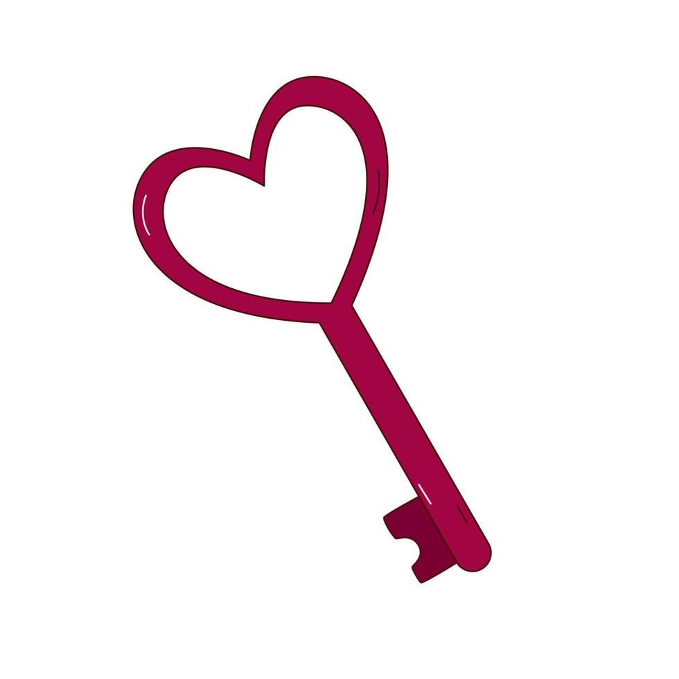 llave en forma de corazón dibujada a mano para el día de san valentín. elementos de diseño para carteles, tarjetas de felicitación, pancartas e invitaciones. vector