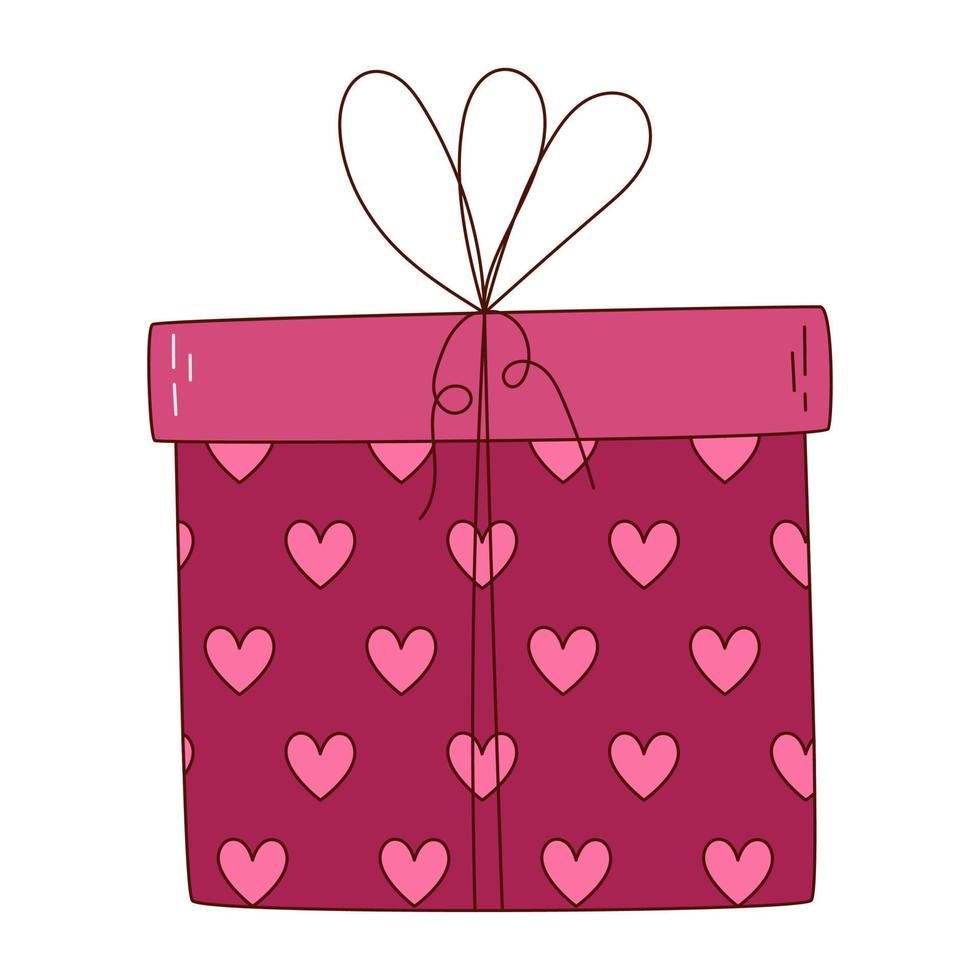 caja de regalo dibujada a mano para el día de san valentín. elementos de diseño para carteles, tarjetas de felicitación, pancartas e invitaciones. vector