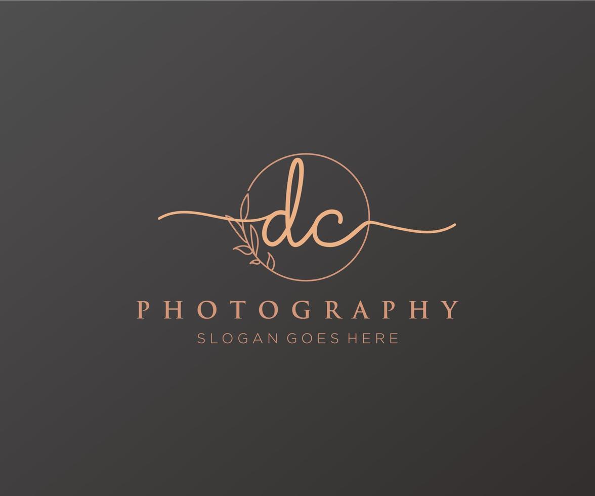 Initial DC feminine logo. Usable for Nature, Salon, Spa, Cosmetic and Beauty Logos. Flat Vector Logo Design Template Element.