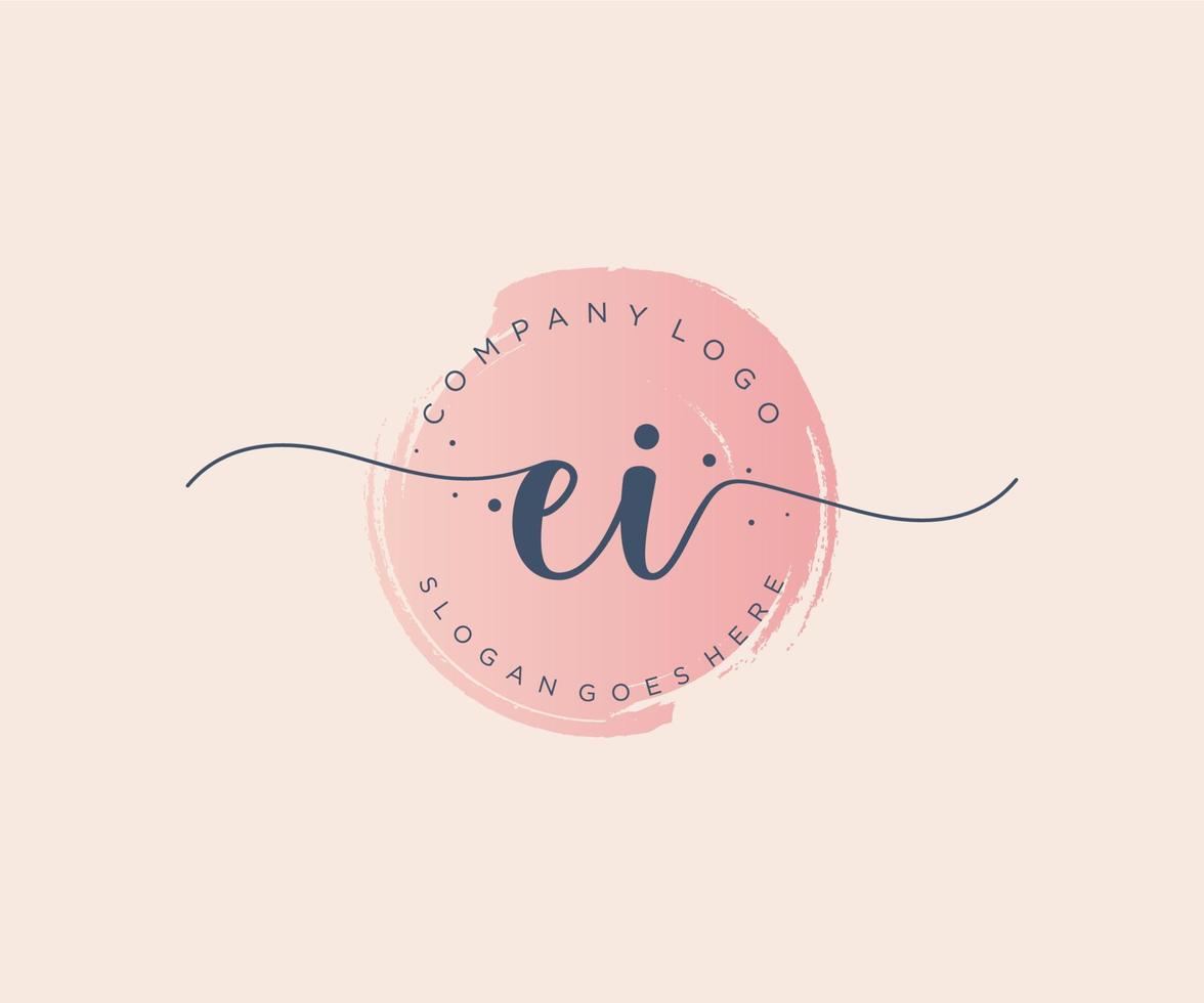 Initial EI feminine logo. Usable for Nature, Salon, Spa, Cosmetic and Beauty Logos. Flat Vector Logo Design Template Element.