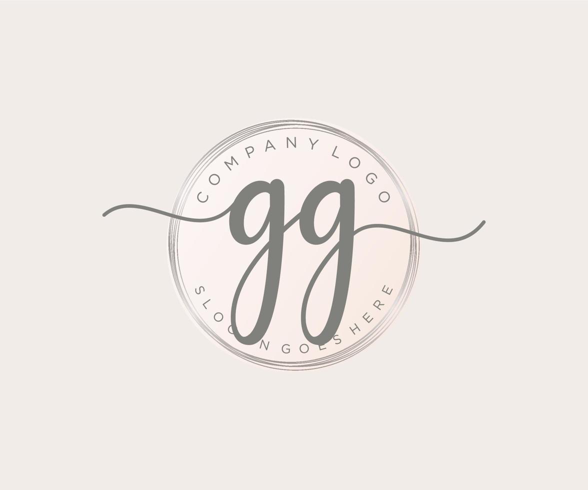 Initial GG feminine logo. Usable for Nature, Salon, Spa, Cosmetic and Beauty Logos. Flat Vector Logo Design Template Element.