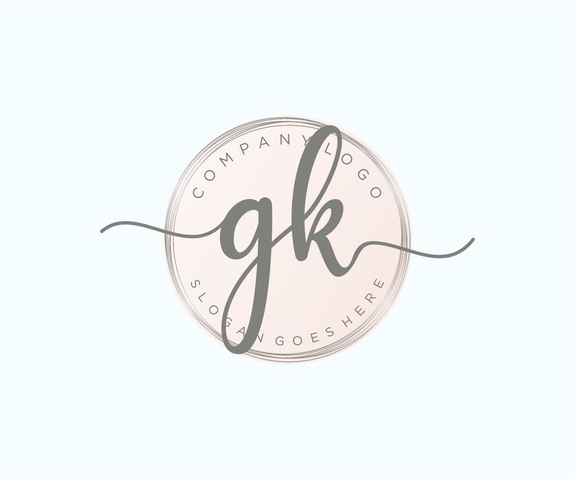 Initial GK feminine logo. Usable for Nature, Salon, Spa, Cosmetic and Beauty Logos. Flat Vector Logo Design Template Element.