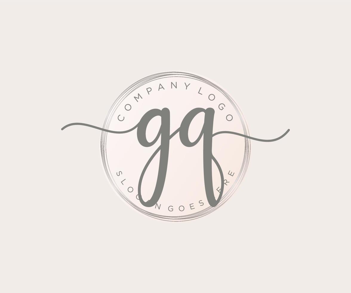 Initial GQ feminine logo. Usable for Nature, Salon, Spa, Cosmetic and Beauty Logos. Flat Vector Logo Design Template Element.