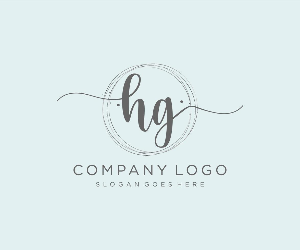 Initial HG feminine logo. Usable for Nature, Salon, Spa, Cosmetic and Beauty Logos. Flat Vector Logo Design Template Element.