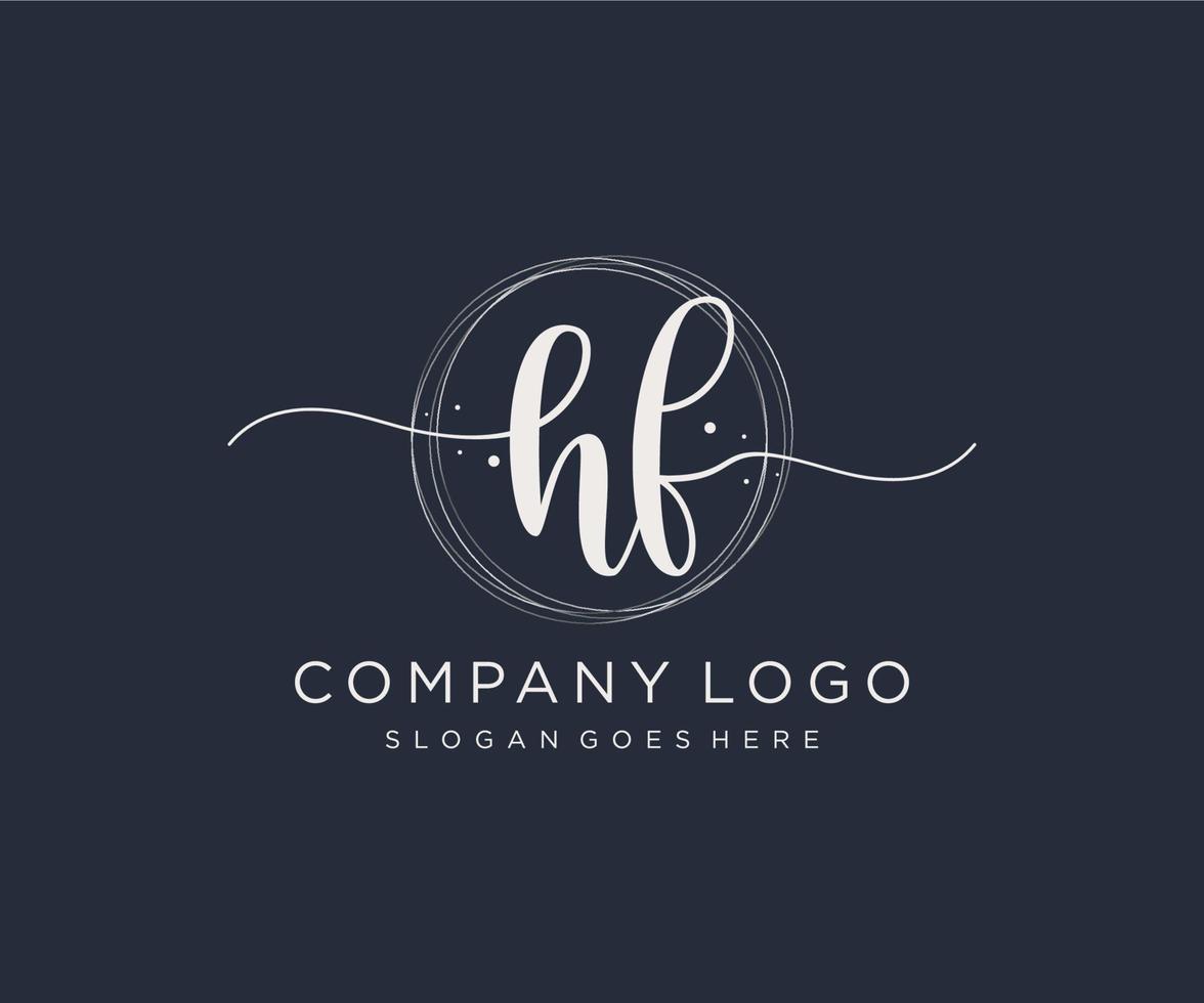 Initial HF feminine logo. Usable for Nature, Salon, Spa, Cosmetic and Beauty Logos. Flat Vector Logo Design Template Element.