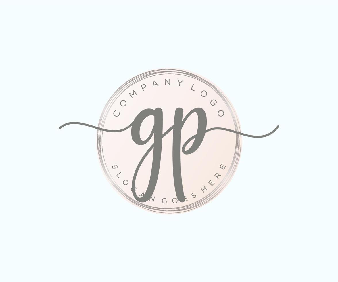 logotipo femenino gp inicial. utilizable para logotipos de naturaleza, salón, spa, cosmética y belleza. elemento de plantilla de diseño de logotipo de vector plano.