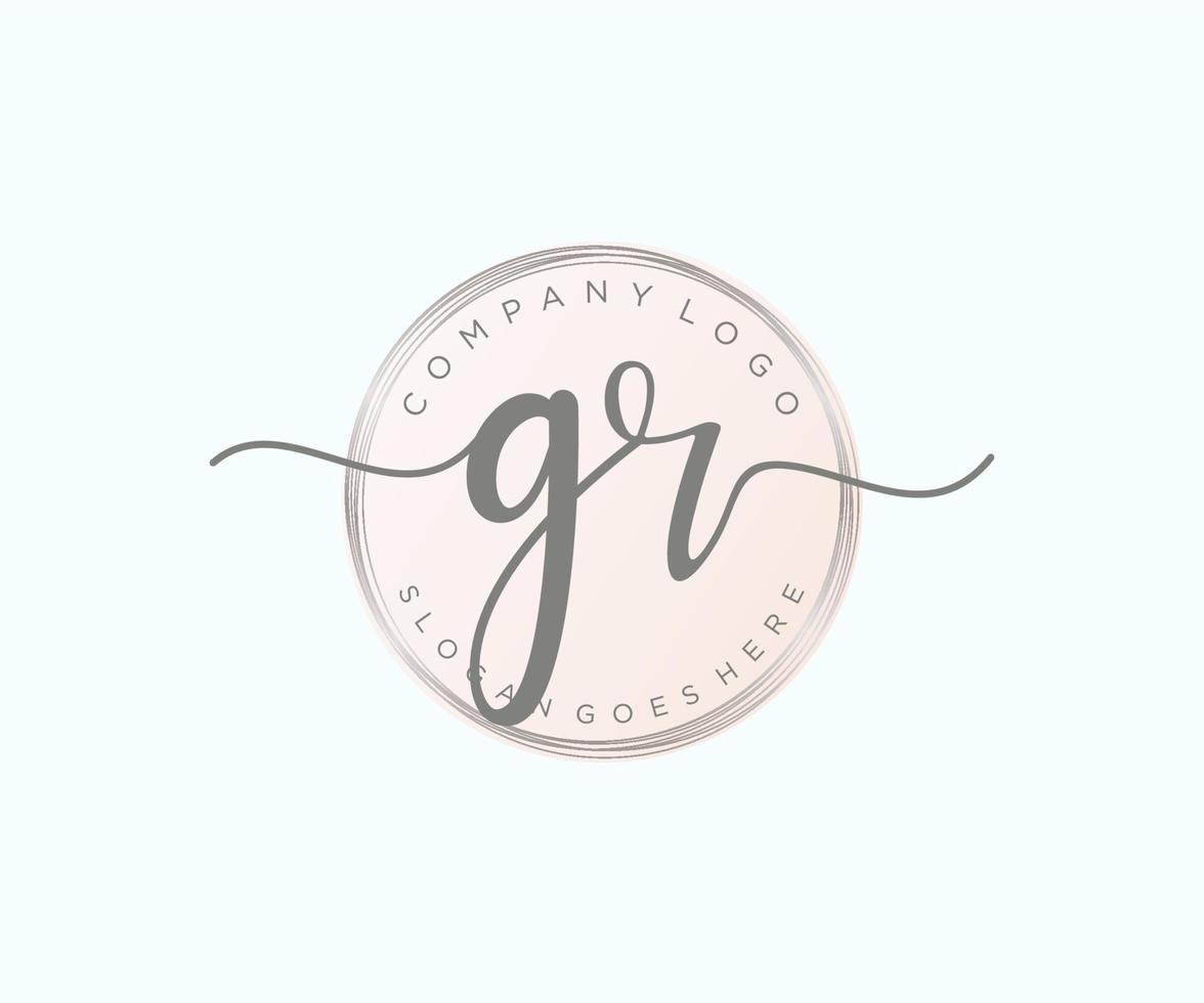 Initial GR feminine logo. Usable for Nature, Salon, Spa, Cosmetic and Beauty Logos. Flat Vector Logo Design Template Element.