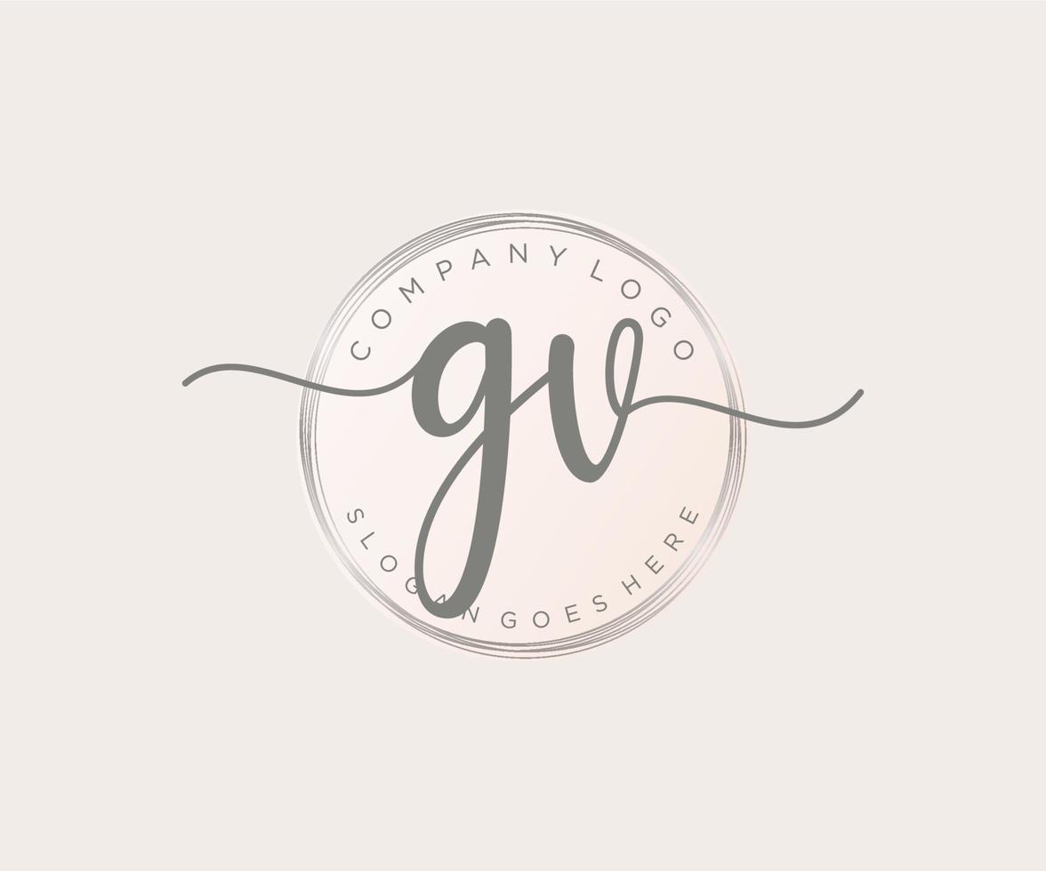 Initial GV feminine logo. Usable for Nature, Salon, Spa, Cosmetic and Beauty Logos. Flat Vector Logo Design Template Element.