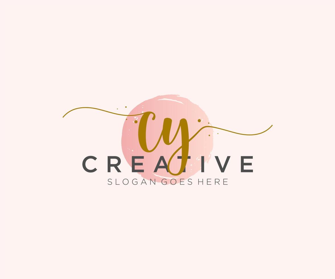 monograma de belleza del logotipo femenino cy inicial y diseño de logotipo elegante, logotipo de escritura a mano de la firma inicial, boda, moda, floral y botánica con plantilla creativa. vector