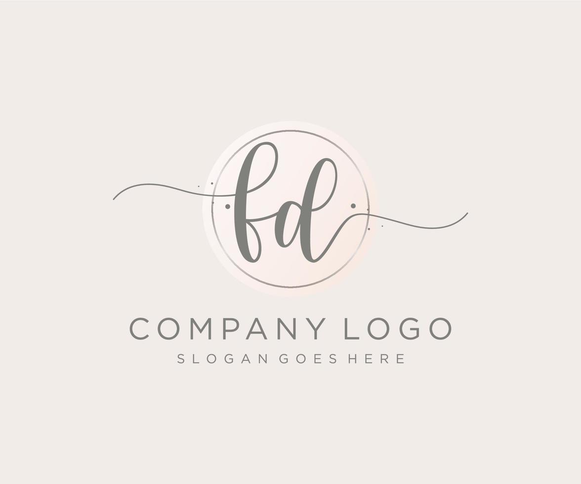 Initial FD feminine logo. Usable for Nature, Salon, Spa, Cosmetic and Beauty Logos. Flat Vector Logo Design Template Element.