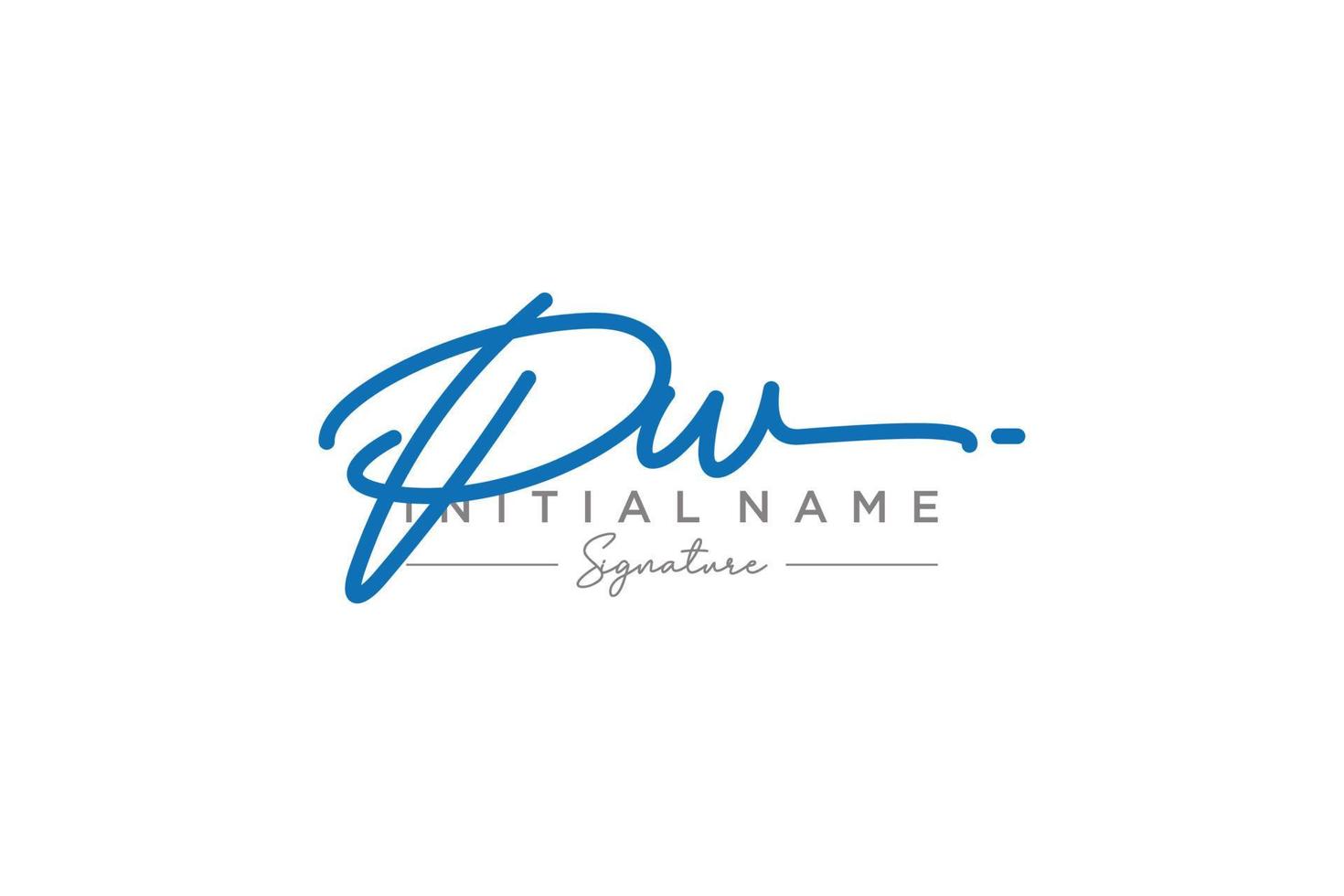 Initial PW signature logo template vector. Hand drawn Calligraphy lettering Vector illustration.
