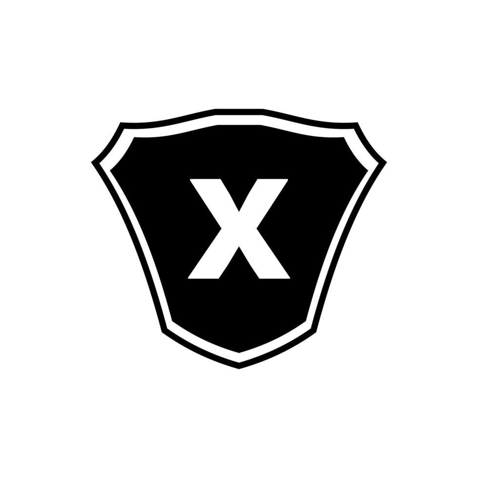 diseño de logotipo de escudo de letra x vector