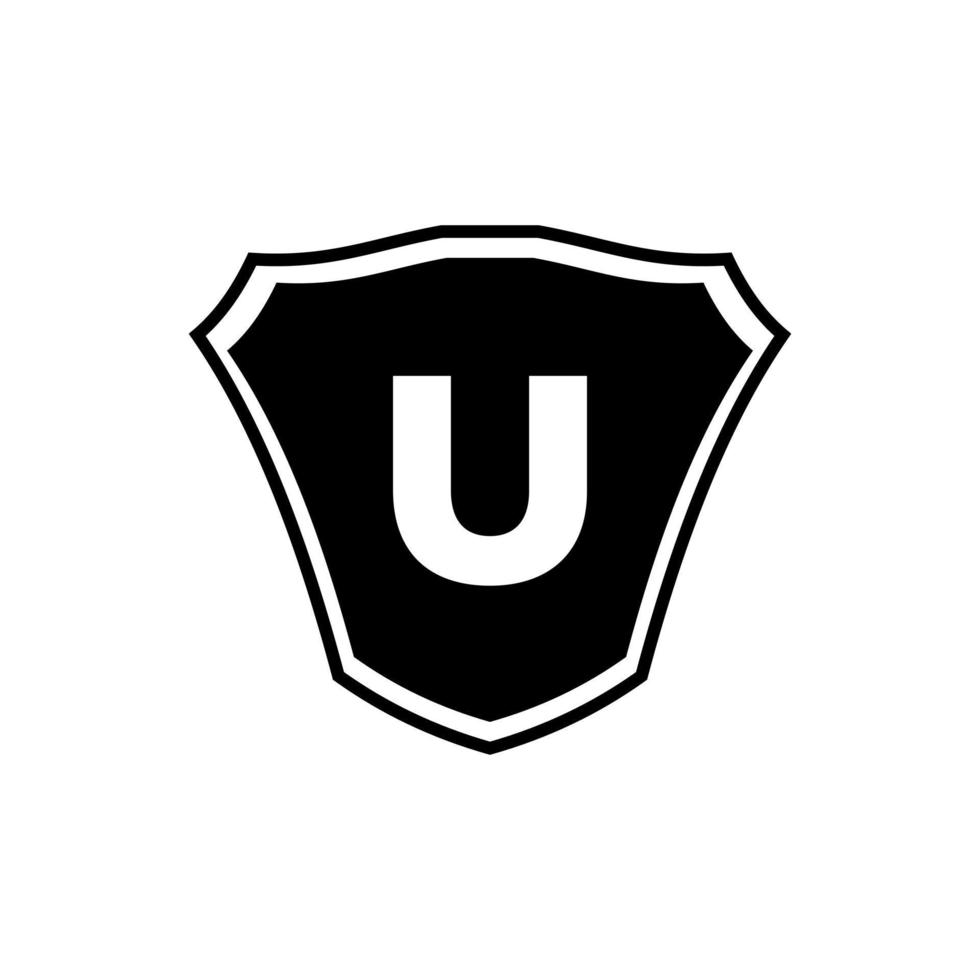 diseño de logotipo de escudo de letra u vector