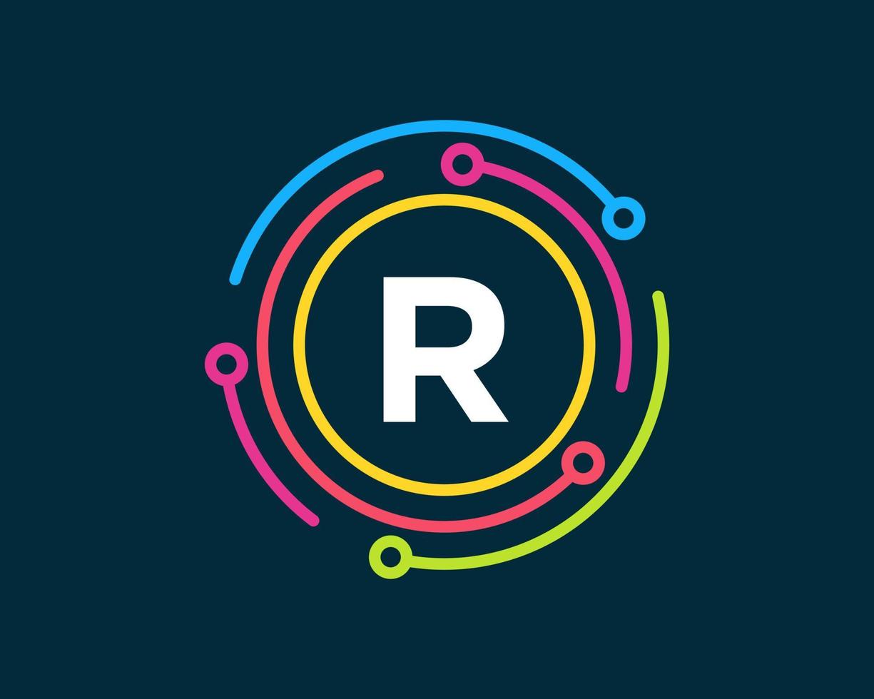 Letter R Technology Logo. Network Logo Design vector