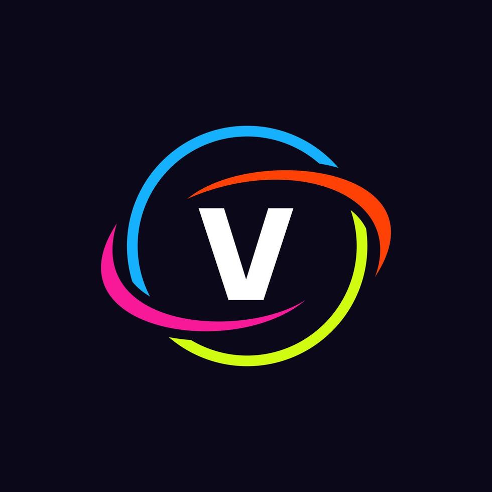diseño de logotipo de tecnología letra v vector