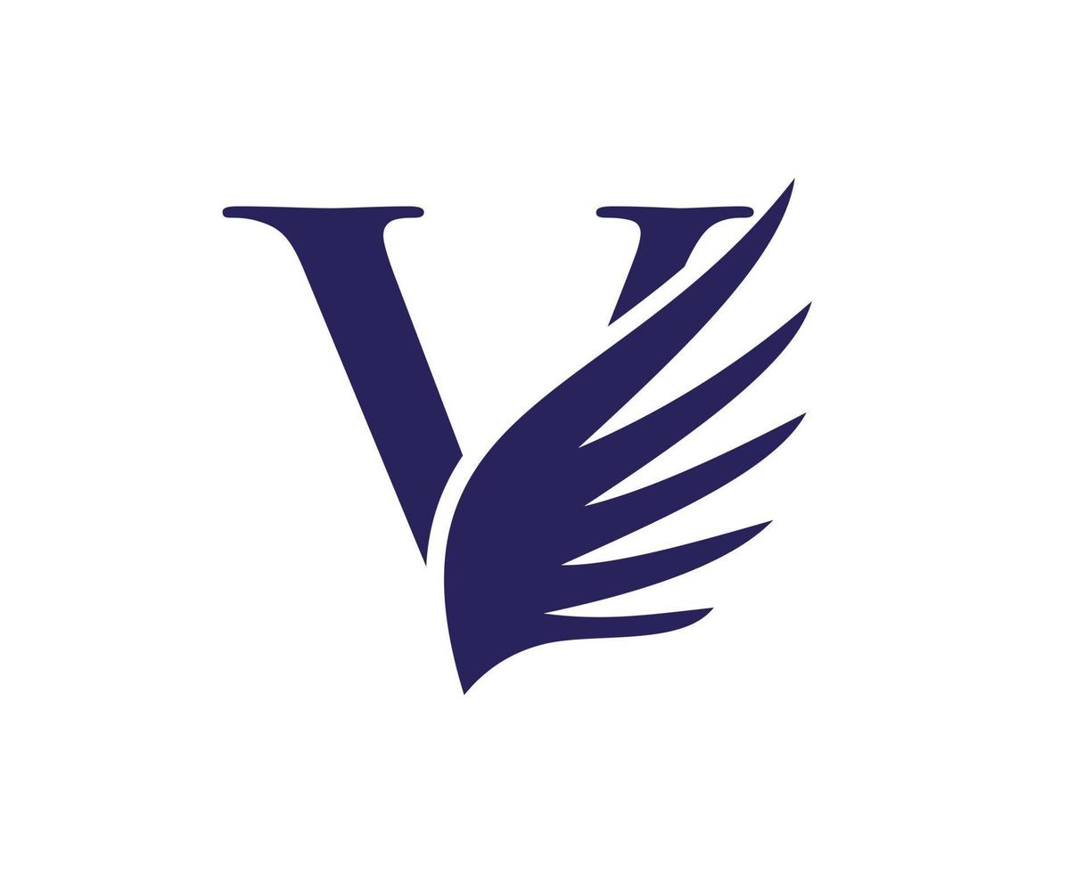 plantilla de vector de diseño de logotipo de ala de letra v