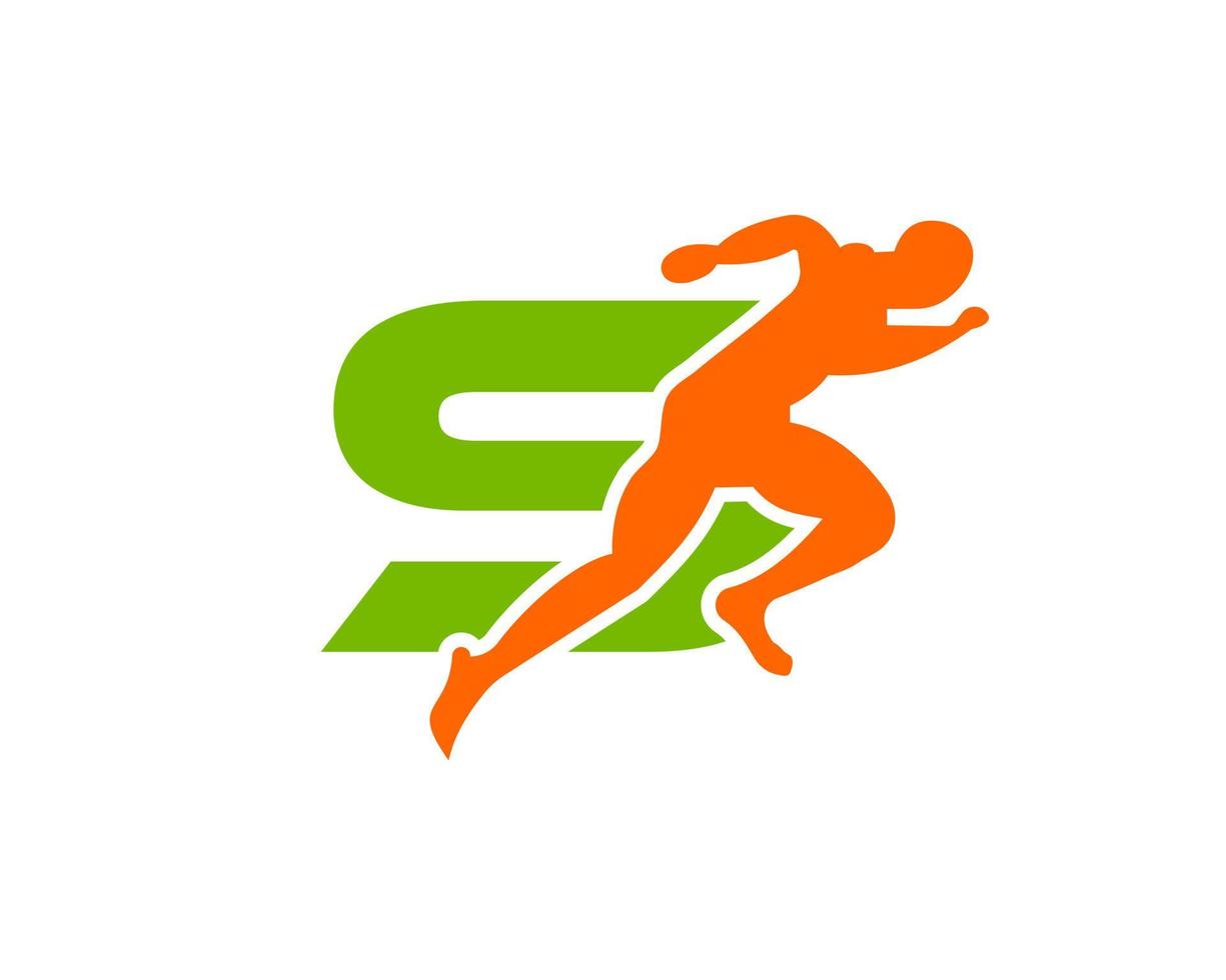 Sport Running Man Letter S Logo. Running Man Logo Template For Marathon Logotype vector