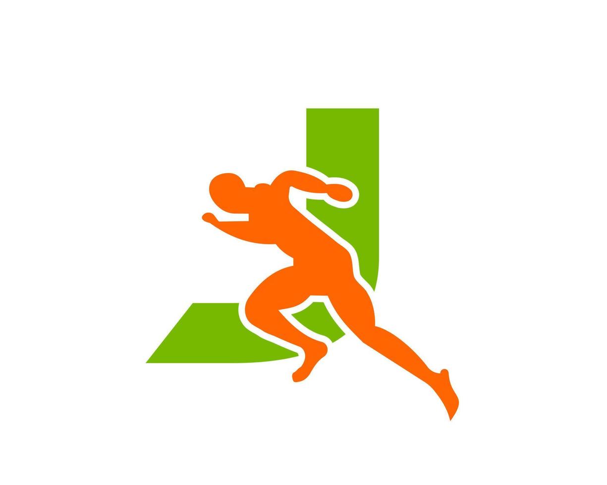 logo deportivo de la letra j del hombre corriendo. plantilla de logotipo de hombre corriendo para logotipo de maratón vector