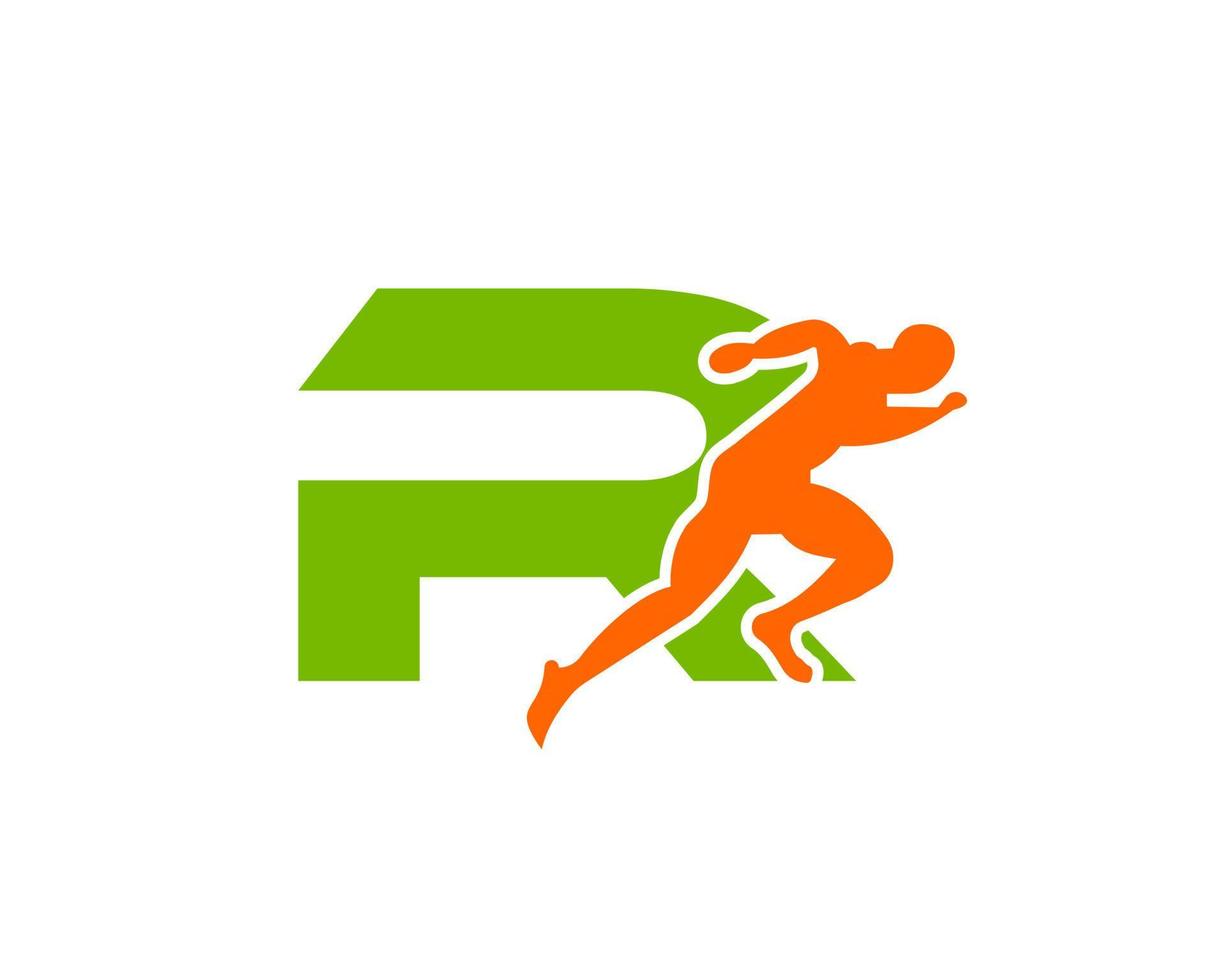 logotipo de la letra r del hombre corriendo deporte. plantilla de logotipo de hombre corriendo para logotipo de maratón vector