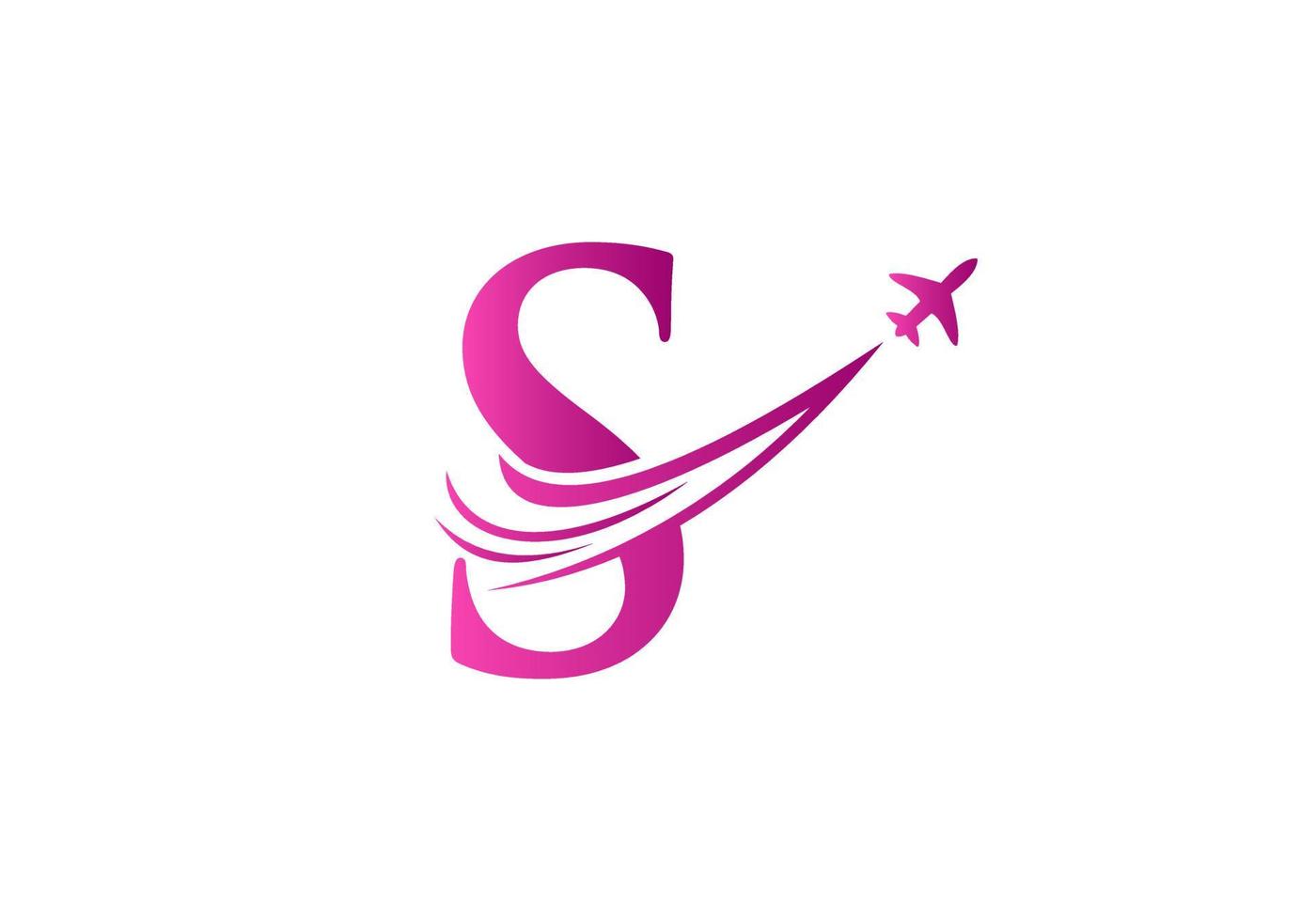 Letter S Travel Logo Design Concept With Flying Airplane Symbol vector