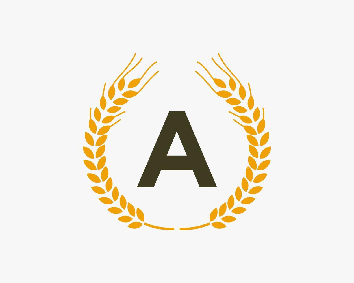 Letter A Agriculture Logo Design With Wheat Symbol vector