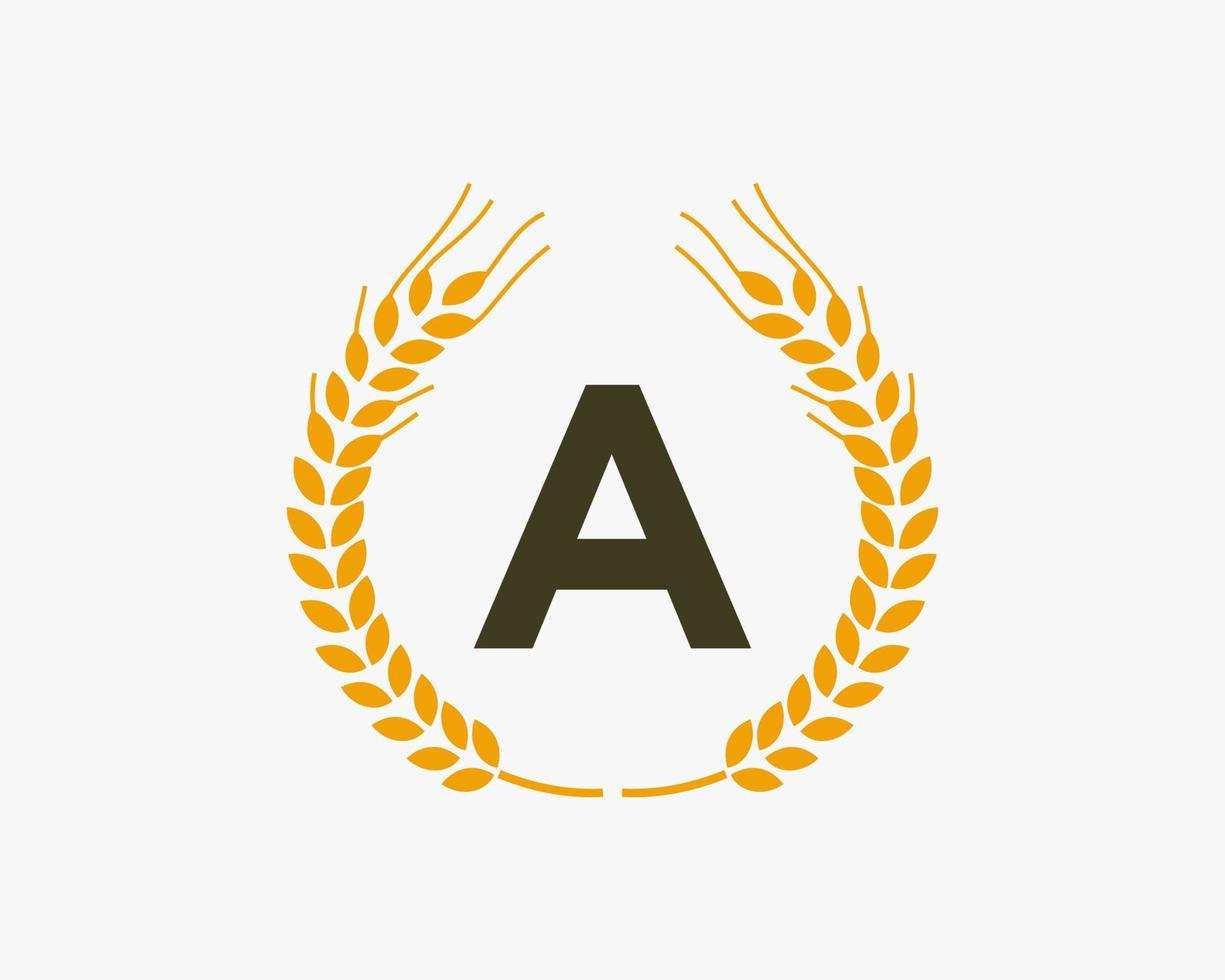 Letter A Agriculture Logo Design With Wheat Symbol vector