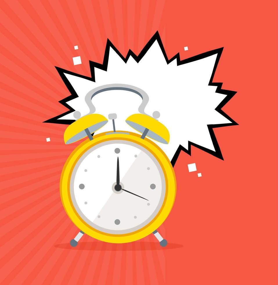 Alarm Clock Concept Banner Flat Design Style. Vector