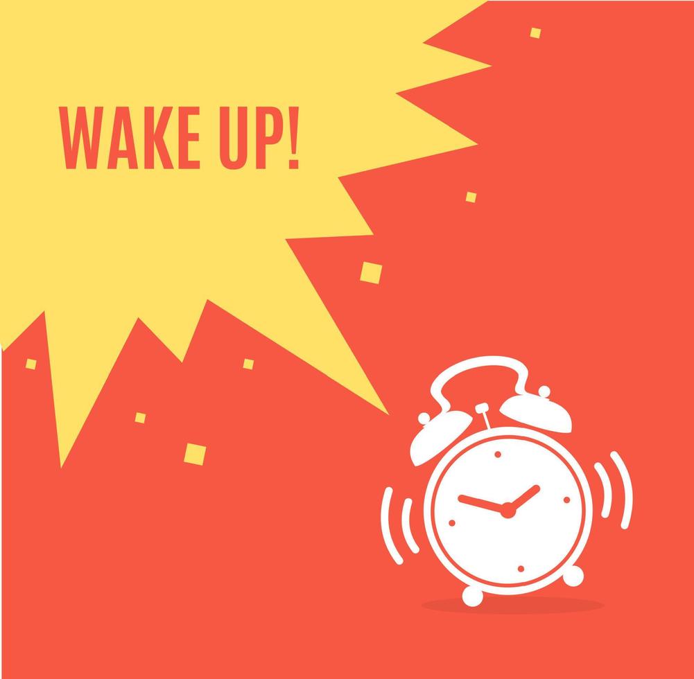 Alarm Clock Concept Banner Flat Design Style. Vector