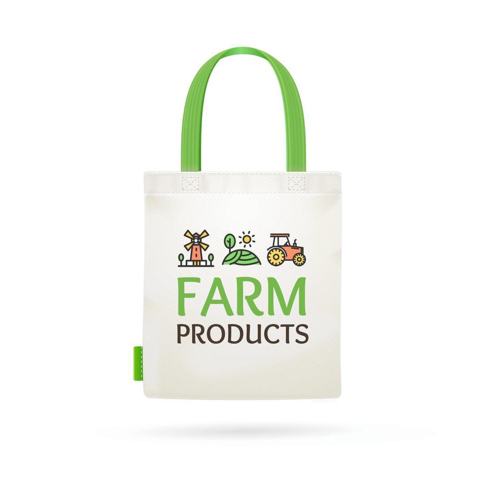 Realistic Detailed 3d Tote Bag and Thin Line Icon. Vector