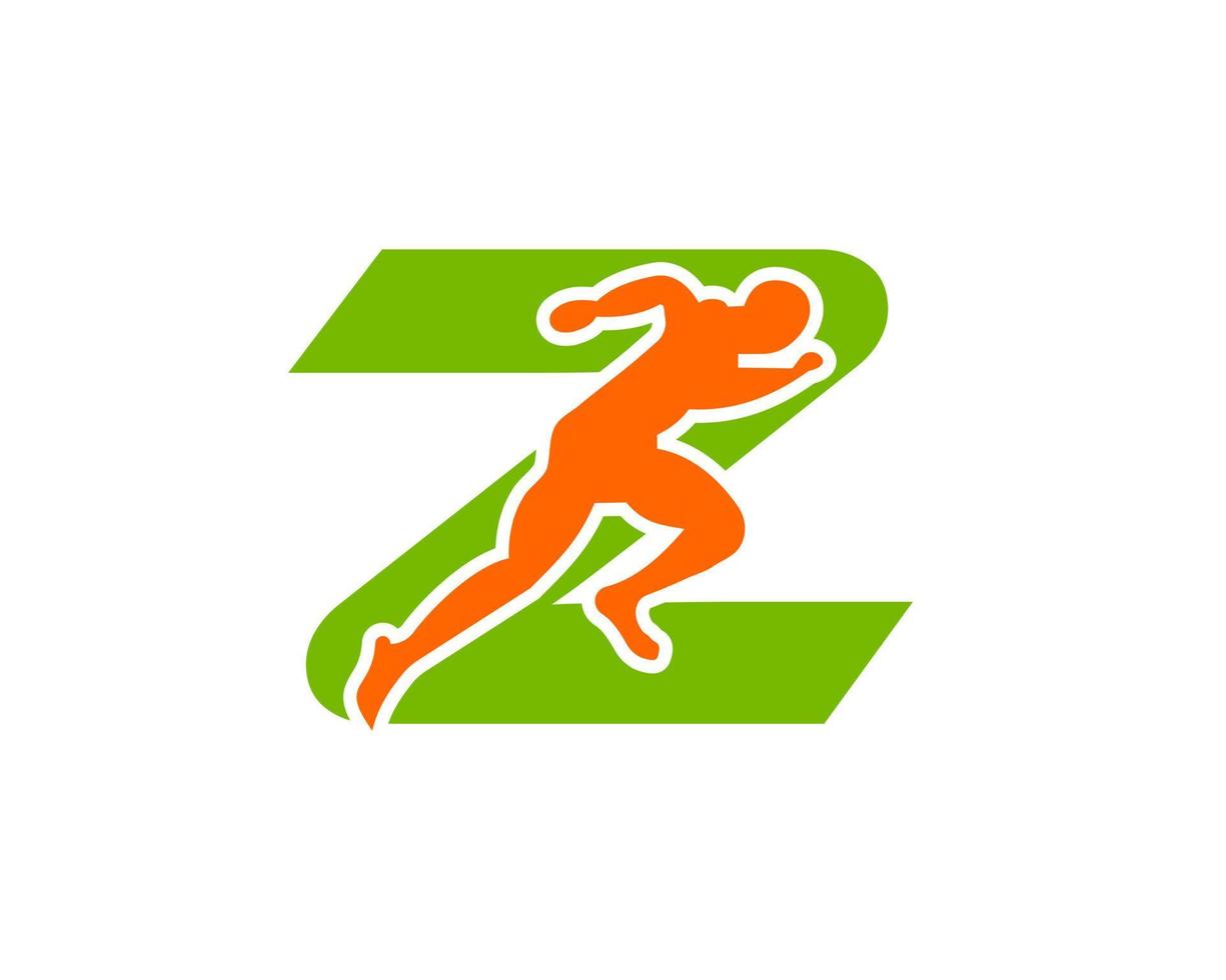 Sport Running Man Letter Z Logo. Running Man Logo Template For Marathon Logotype vector