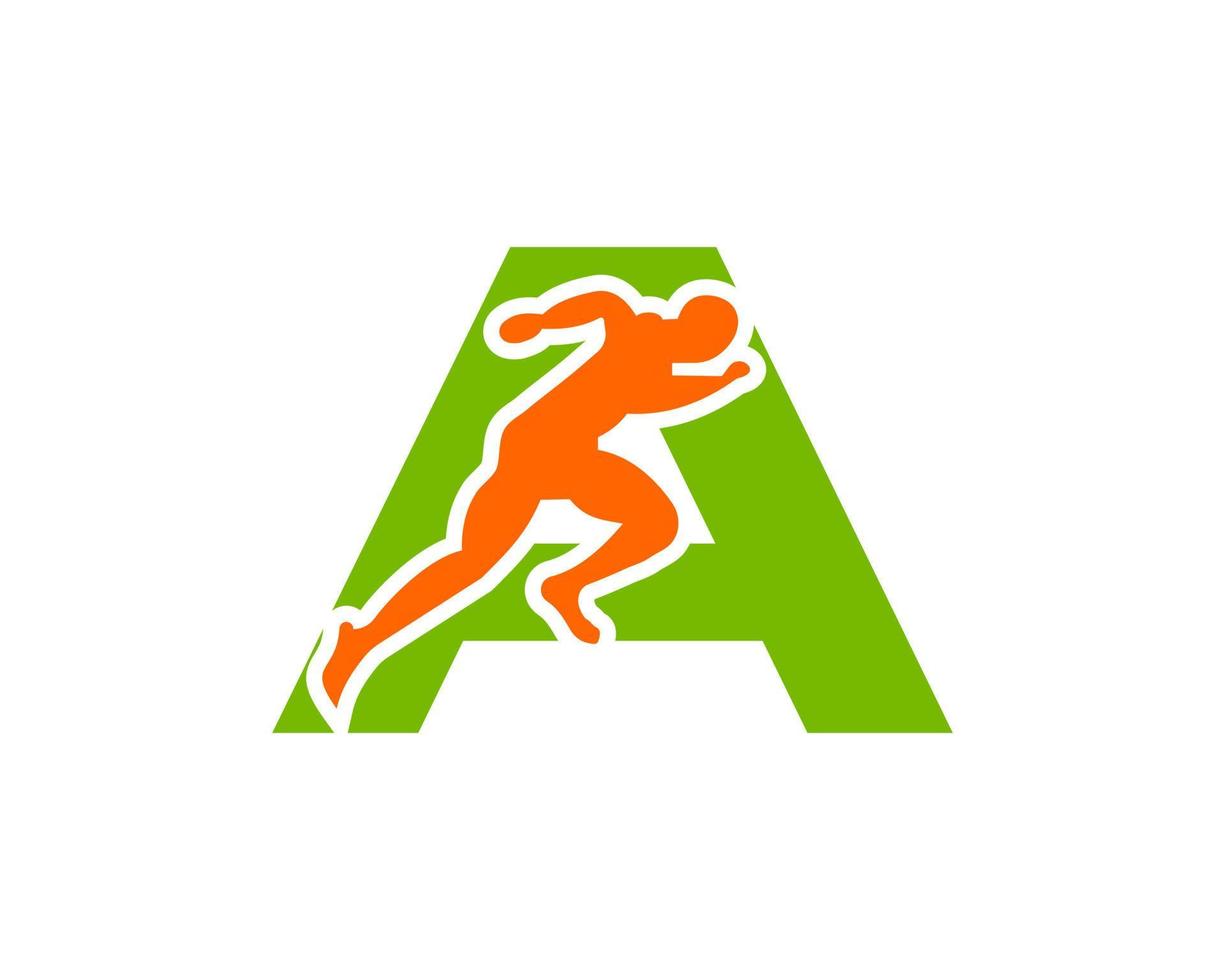 deporte corriendo hombre letra un logo. plantilla de logotipo de hombre corriendo para logotipo de maratón vector