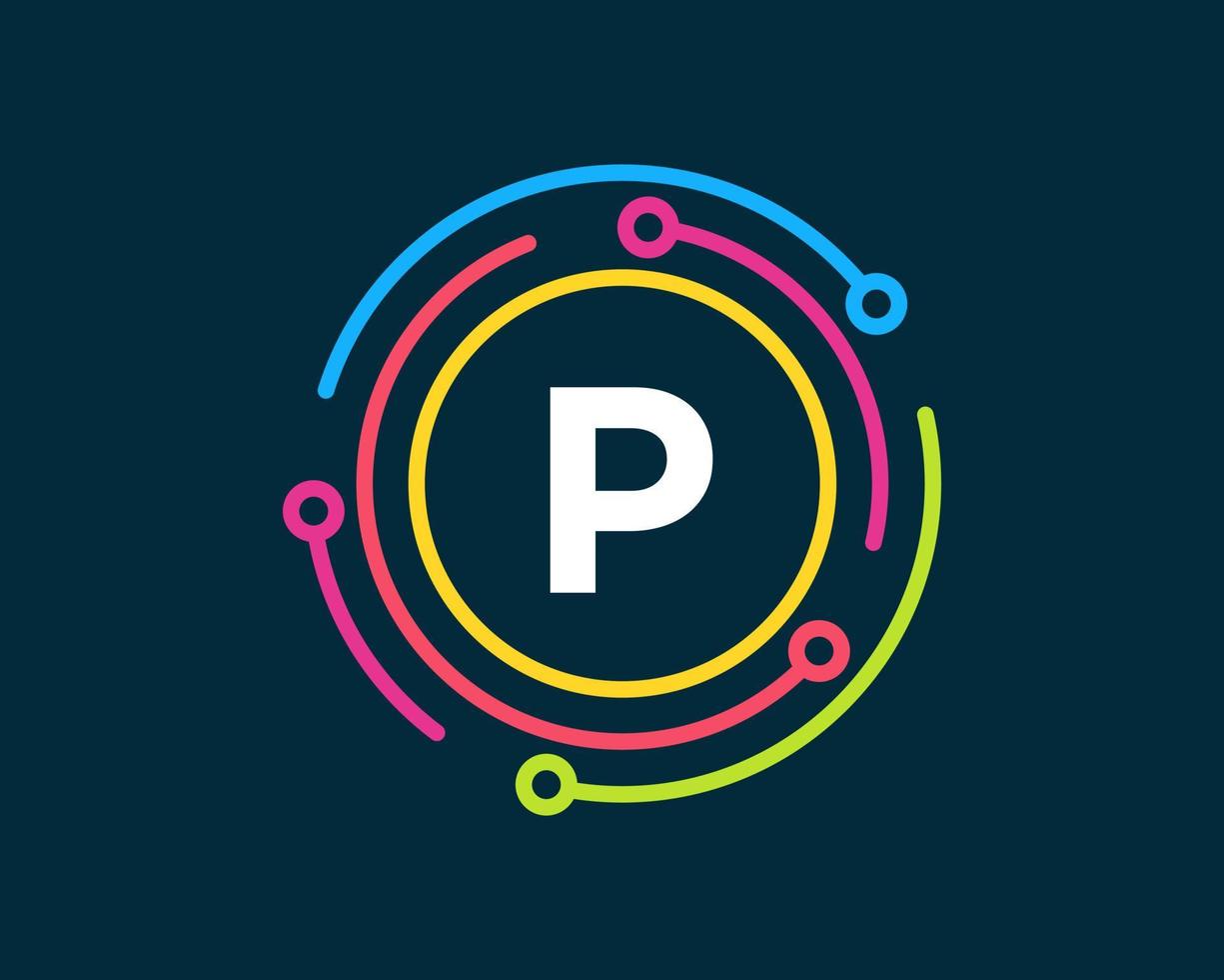 Letter P Technology Logo. Network Logo Design vector