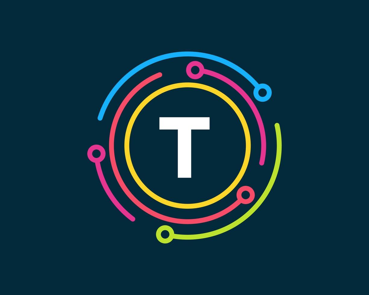 Letter T Technology Logo. Network Logo Design vector
