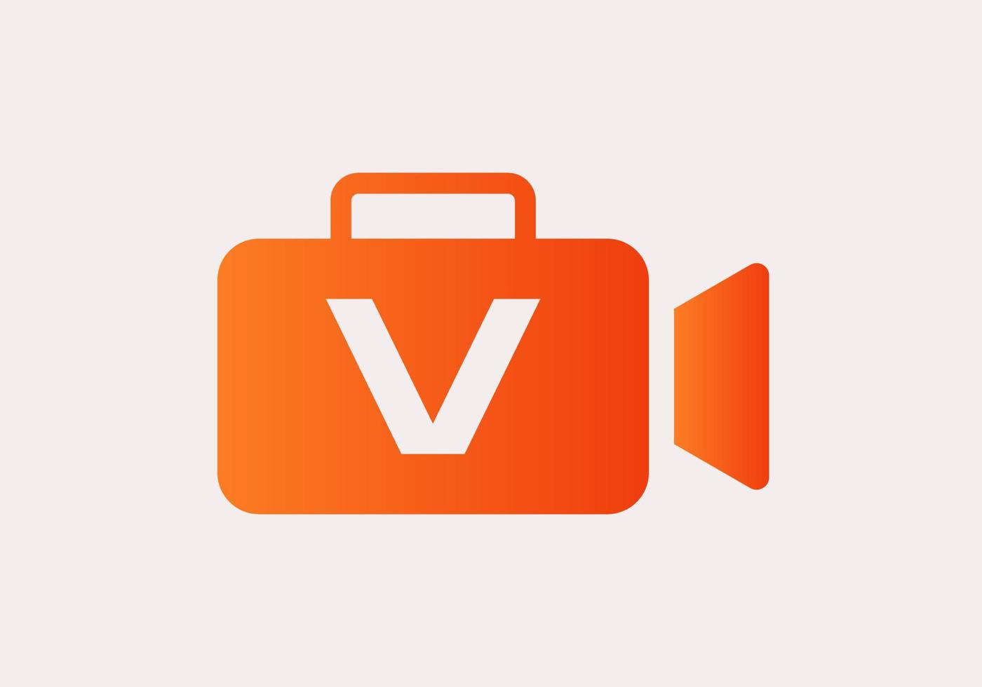 Letter V Film Video Camera Logo Design Cinema Film and Videography Sign vector