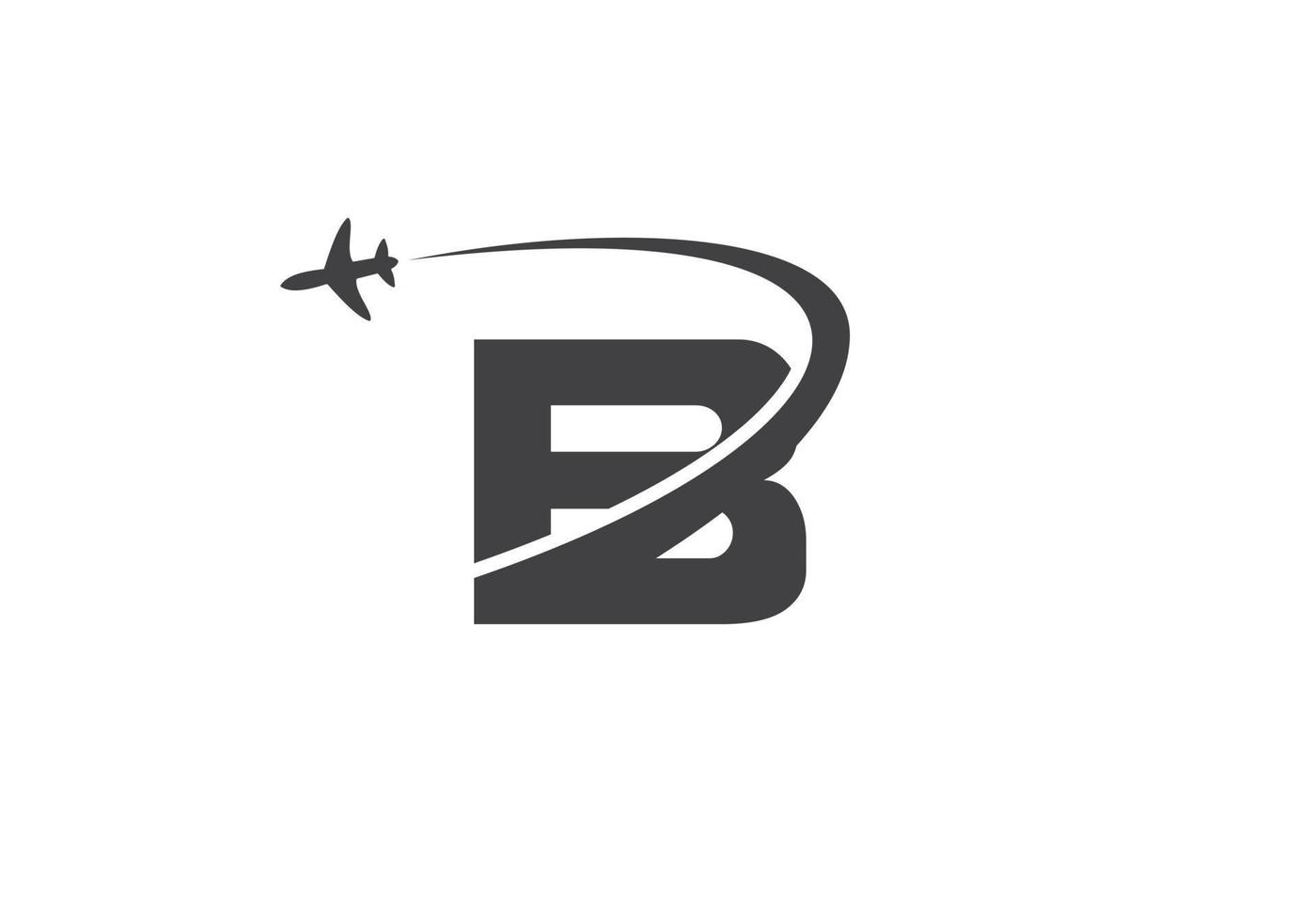 Letter B Travel Logo Design Concept With Flying Airplane Symbol vector