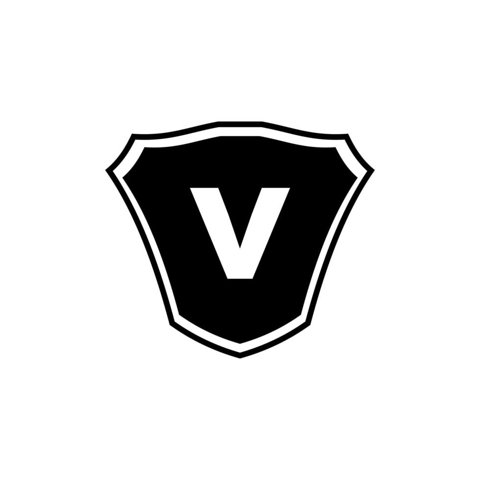 diseño de logotipo de escudo de letra v vector