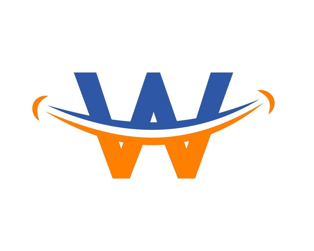 plantilla de vector de diseño de logotipo de sonrisa de letra w
