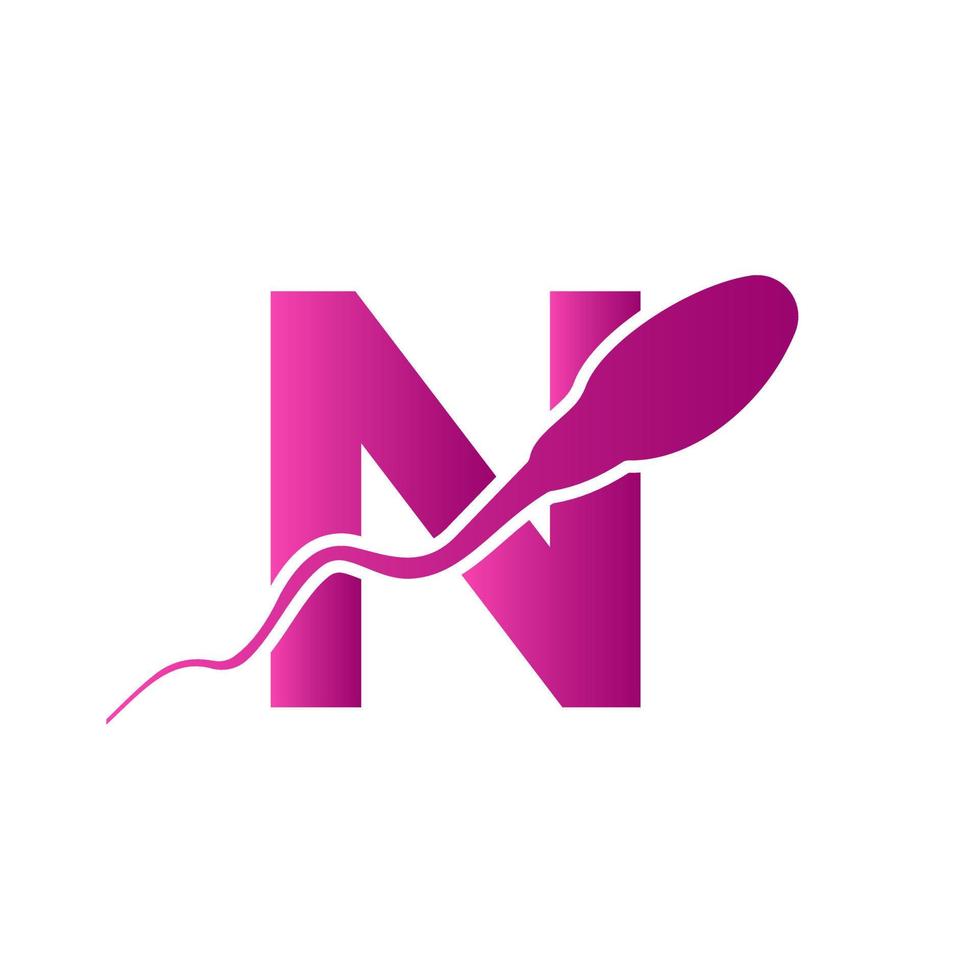 logotipo de la letra n esperma. logotipo médico del banco de células de esperma vector
