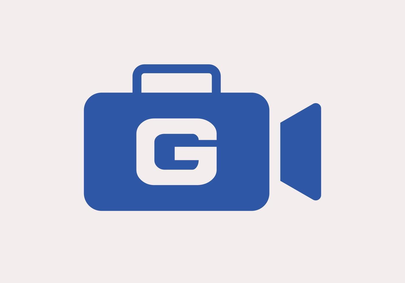 letra g película cámara de video diseño de logotipo cine cine y videografía signo vector