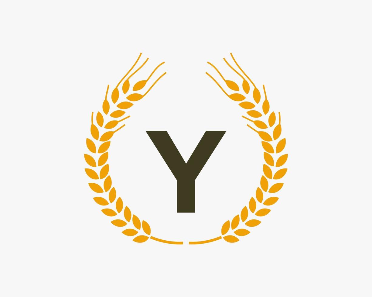 Letter Y Agriculture Logo Design With Wheat Symbol vector